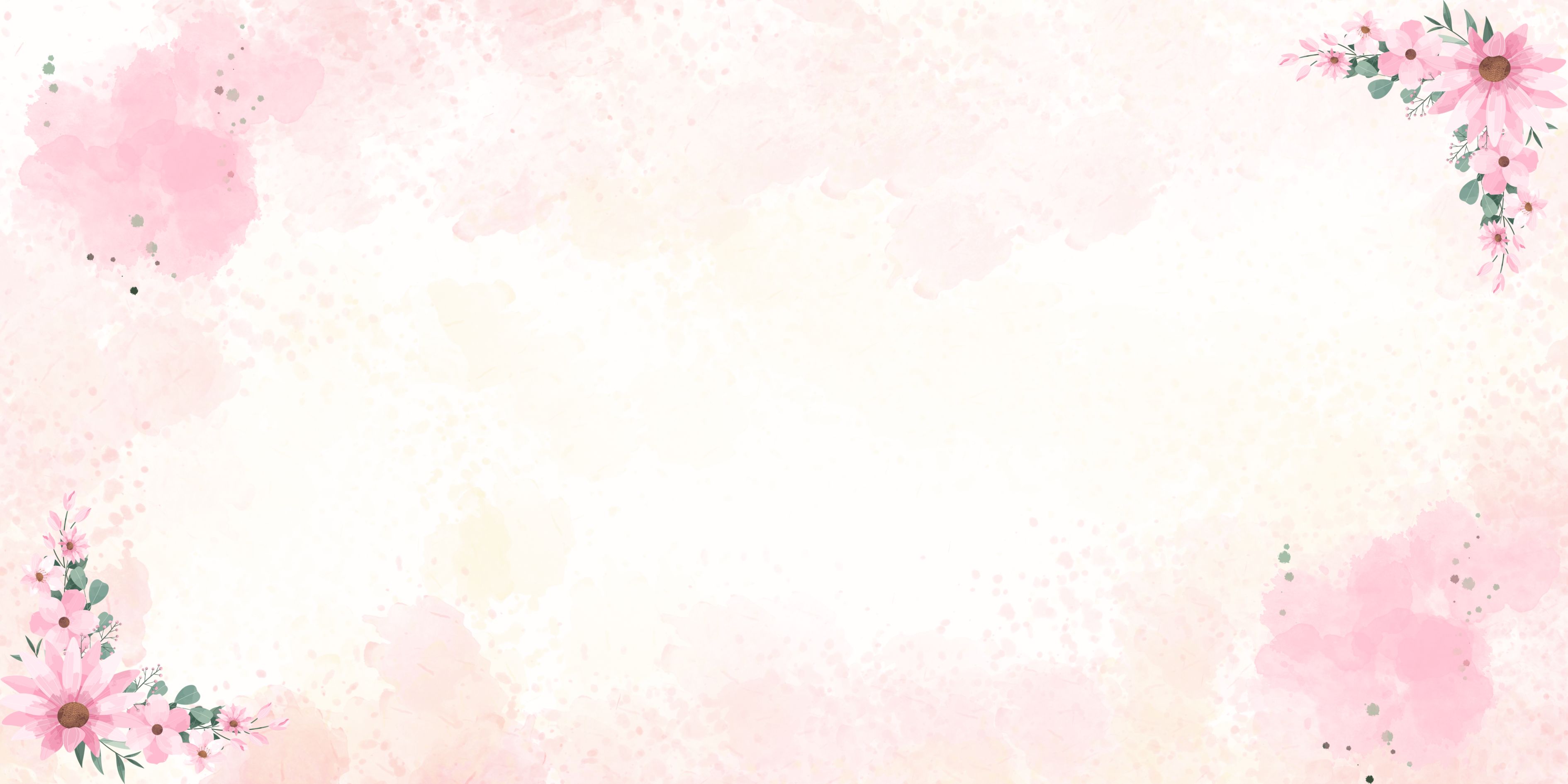 Fundo do banner de Dia das Mães com flores e aquarela rosa - Desktop