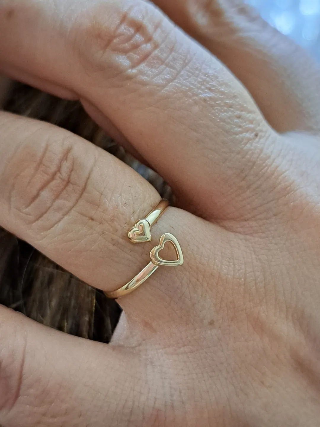 Anel 2 Pequenos Corações - Semijoia Banhada a Ouro 18k | Alexa Semijoias