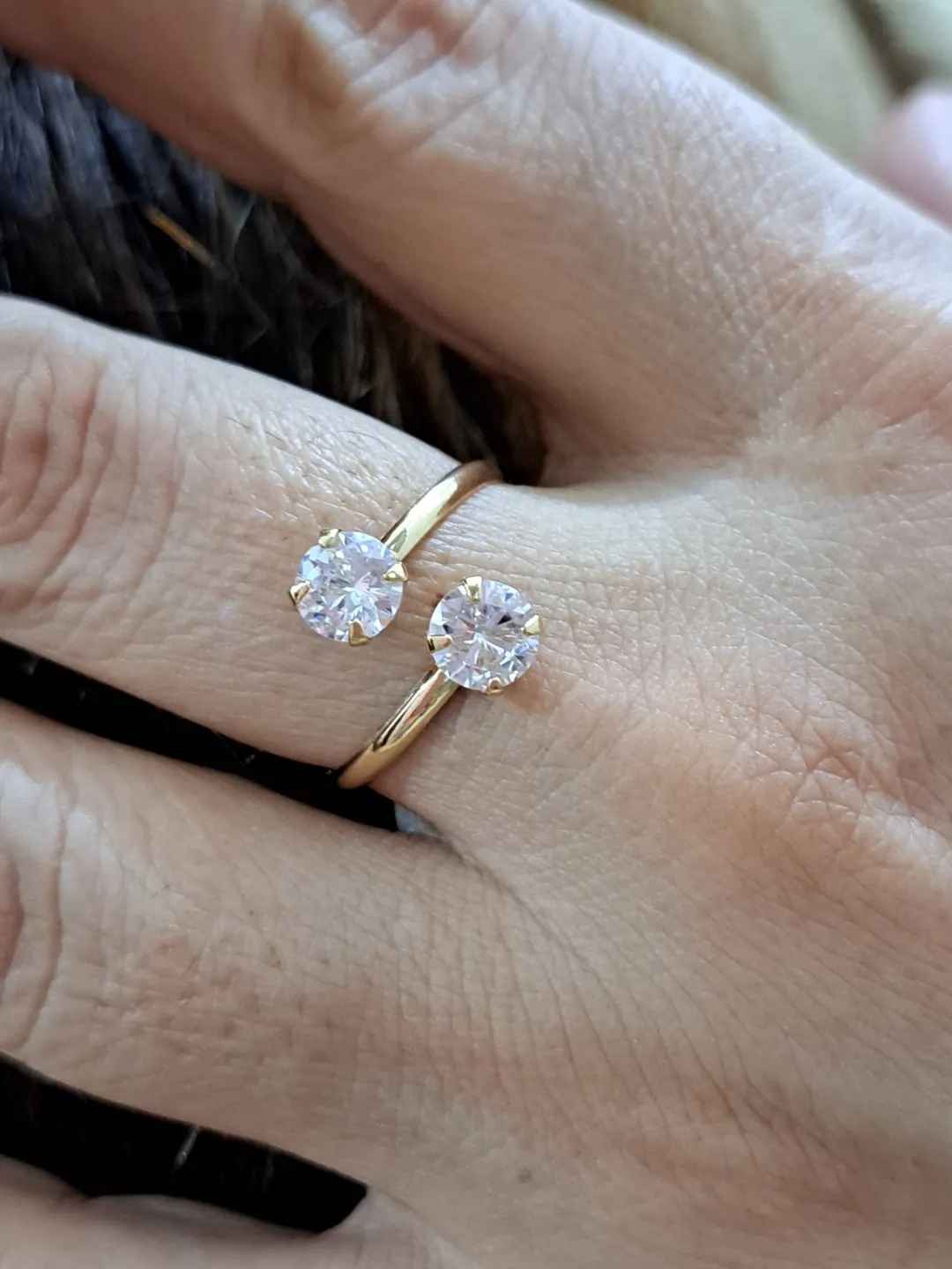 Anel 2 Zircônias de 6mm - Semijoia Banhada a Ouro 18k | Alexa Semijoias