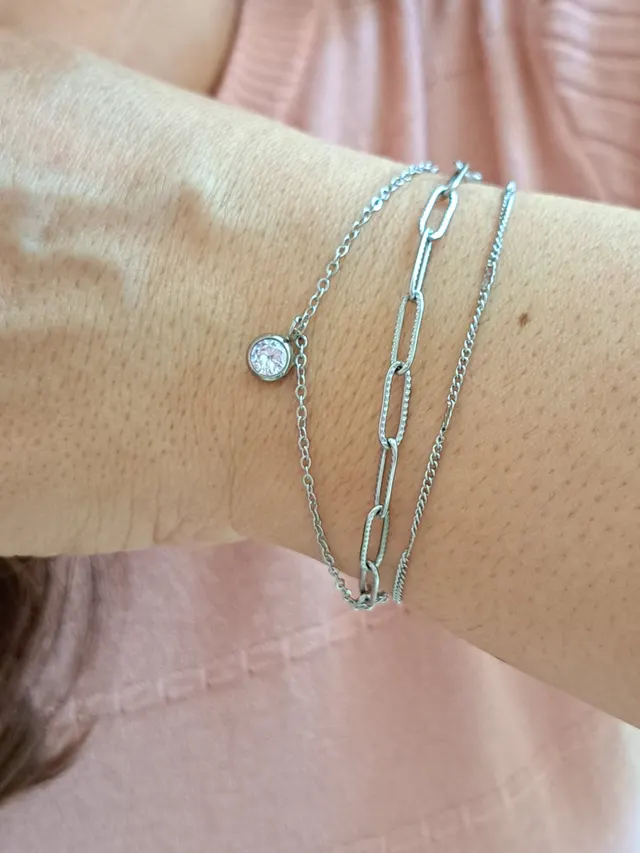 pulseira, trio aço inox com ponto luz - Foto 4 | Alexa Semijoias pulseira, trio aço inox com ponto luz - Foto 4 | Alexa Semijoias