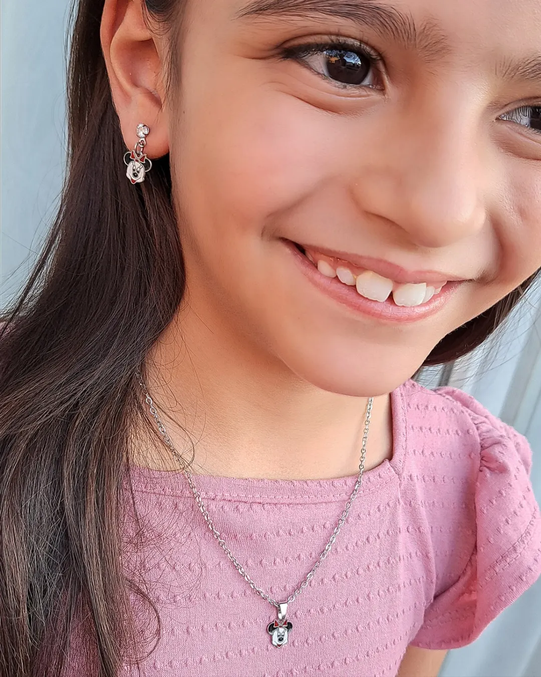 Conjunto Minnie Resinado em Aço Inox - Aço Inoxidável • 100% À Prova D’Água | Alexa Semijoias